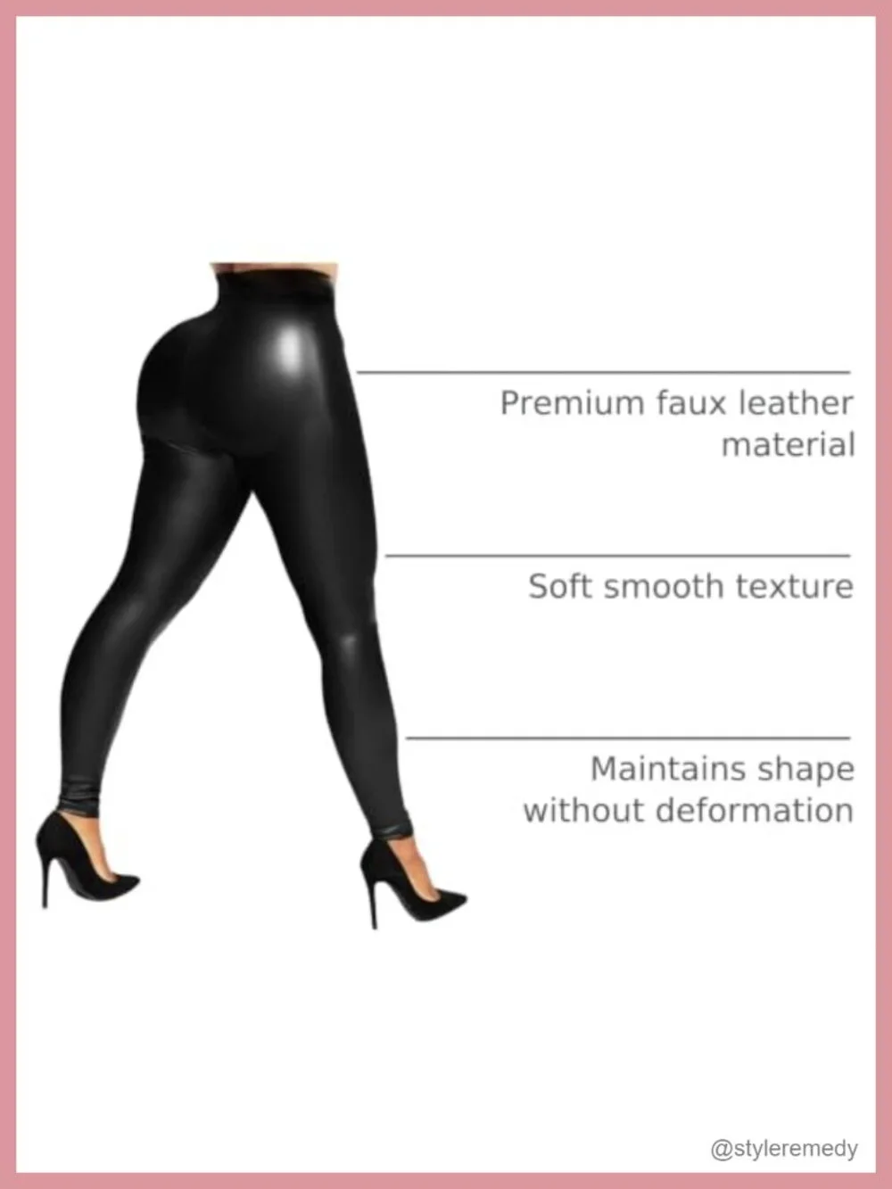 Faux Leather Leggings for Women High Waisted Tummy Control Stretch Pleather PU